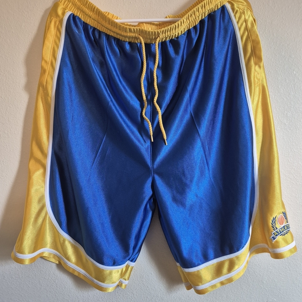 Men's  Vintage Style Blue and Yellow Athletic Shorts